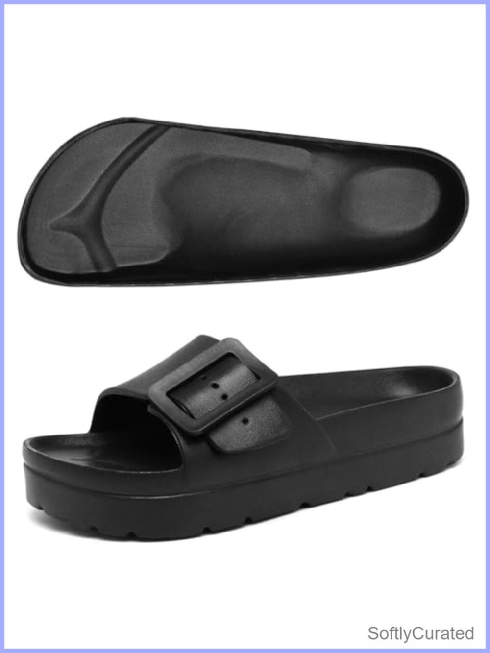 Women's Platform Sandals with Arch Support, Adjustable Buckle Slide, EVA Summer